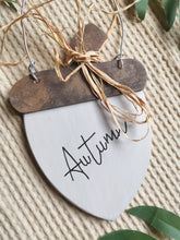 Load image into Gallery viewer, Wooden Acorns, 3d decor, Autumn styling, hanging Acorns
