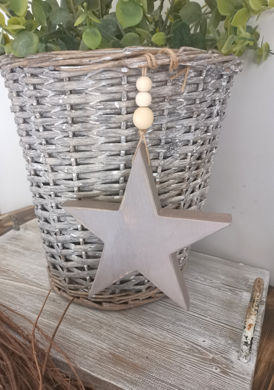 Wooden Hanging Star - Rustic Taupe